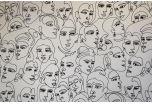 Papier indien motif visages blanc