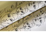 Papier indien motif visages blanc