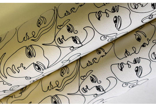 Papier indien motif visages blanc